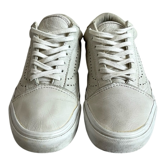 VANS Old Skool Reissue White Leather Sneakers Sport Skateboarding Sneakers Shoes - Picture 2 of 8